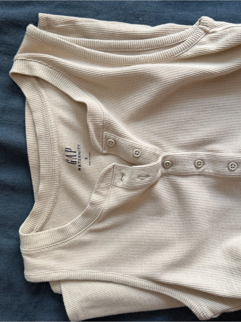 GAP Cream Ribbed Button-Front Tank Top